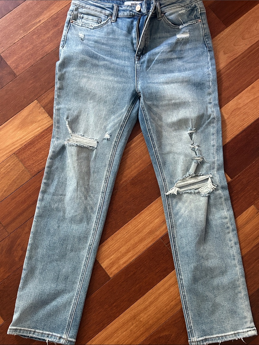 Mile Distressed Straight-Leg Jeans - Women's Light Blue